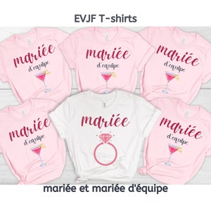 EVJF tshirts, Mariee t-shirts, Mariee d&#39;equipe, Hen Party, hen do Wedding Party tops, bridal party t shirts, Team Bride Shirts, Bachelorette