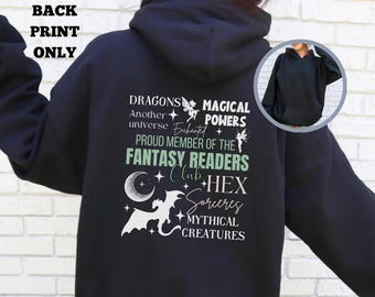 Fantasy Leserdrache Hoodie: Buchliebhaber Geschenk (Rückseite Print)