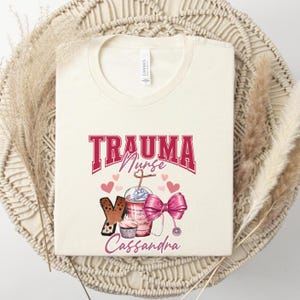 Personalized Trauma Nurse Valentines Oversized Shirt Trauma RN Registered Nurse Custom Name Trauma Unit T-Shirt Trauma Valentines T Shirt.