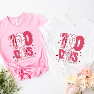 100 Days of School Shirt 100 Days Teacher Gifts Teacher Appreciation School Teacher T Shirt Happy 100 Days Kindergarten Pink Shirt Preschool