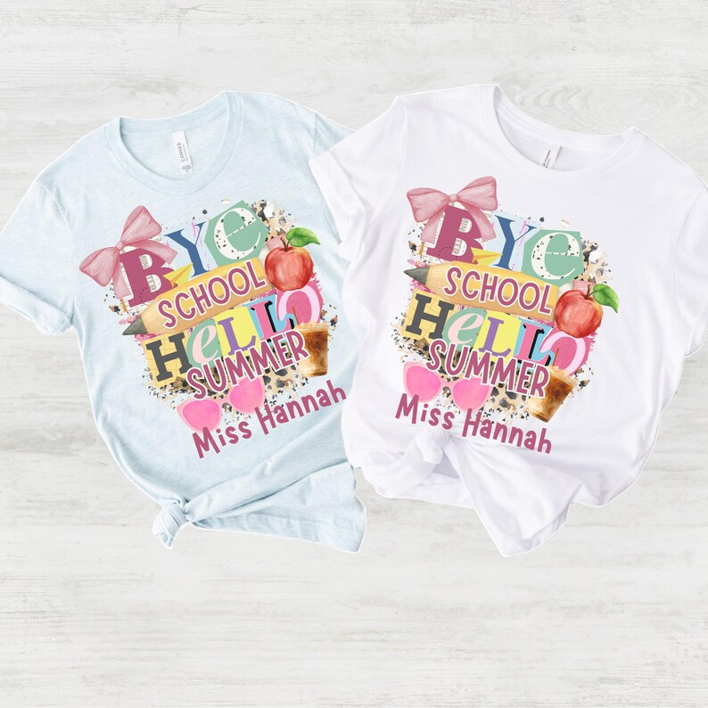 Vintage Ransom Note Personalised Teacher Bye School Hello Summer Shirt Ransom Note Tee ...