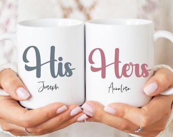 Personalisierte His and Hers Paare Geschenkbecher Set. Hochzeitsgeschenk Geschenk Jahrestag Paar gesetzt, Valentines Paare sein Hers Set. Verlobungsgeschenk.