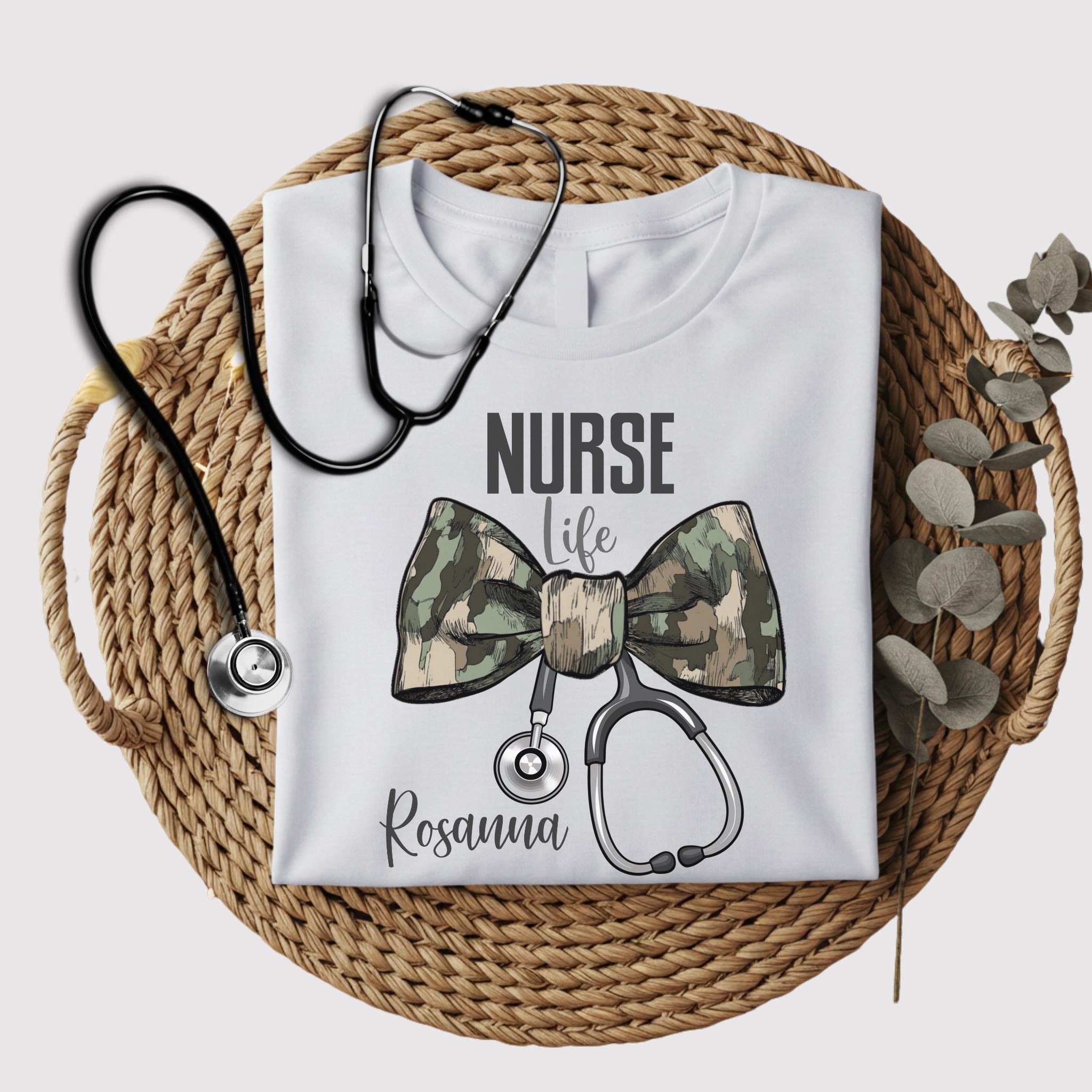 T-shirt infirmière camouflage personnalisé avec noeud T-shirt infirmière camouflage polices camouflage polices d'infirmières équipes polices camouflag