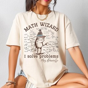 Personalised Comfort Colours Halloween Math Teacher Frog Wizard Shirt.