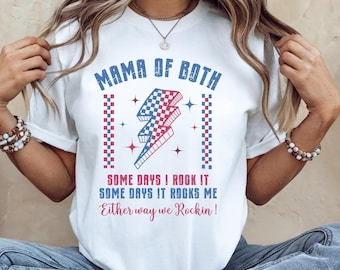 Mama of Both Retro Shirt Mama of both boy and girl Mom t shirt Mothers day t-shirt Mums birthday T Shirt Girl and Boy Mama Mothers Day Gift.