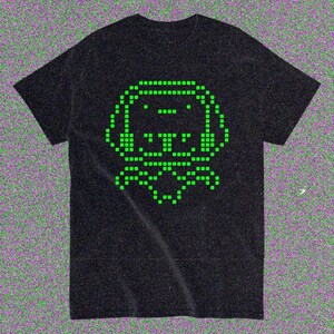 Alien Girl Headphones T-Shirt – Neon Pink Pixel Art Tee – Y2K Cyber Sci-Fi Unisex image 4