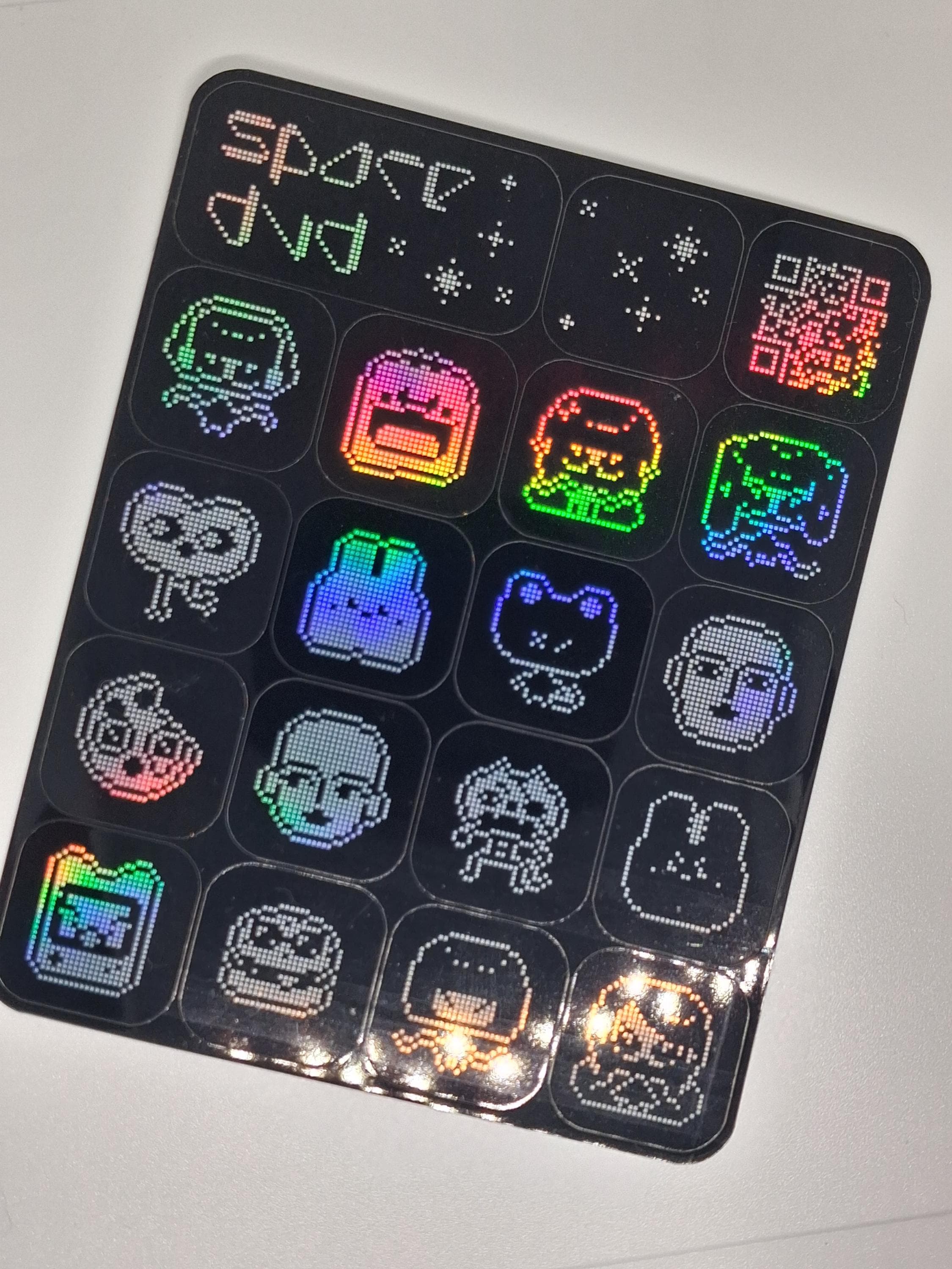 Retro Pixel Art Holographic Sticker Sheet – Gamer Cat, Alien & Kawaii ...