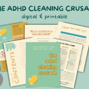 ADHD Cleaning Schedule, EDITABLE Cleaning Planner, Printable ADHD Checklist, adhd Workbook, Family Chore Chart, weekly cleaning list