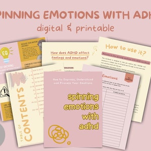 ADHD-planner en werkboek voor emotionele regulatie: gevoelenswiel, therapievragen, zelfzorgjournaal voor angstverlichting en hulp bij ADHD