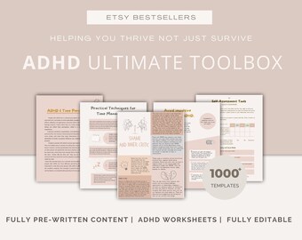 ADHD Toolbox: Planners & Workbooks - Editable Canva Template (Digital Download)