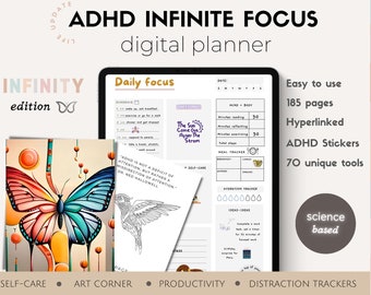 ADHD digital planner (science based) for iPad | ADHD planner adult to increase productivity. ADHD Journal easy to use |  adhd to do list