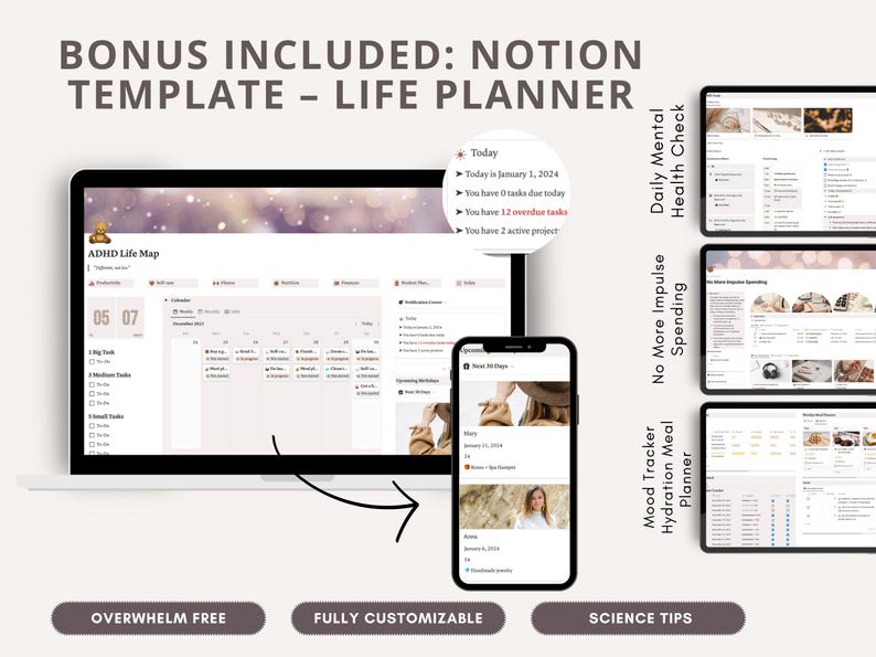 1000+ ADHD & Mental Health Canva Templates: PLR Master Resell Rights image 4