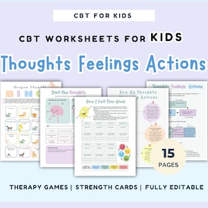 CBT Arbeitsblätter für Kinder: Werkzeuge zur emotionalen Regulierung, Bewältigungsfähigkeiten, Homeschooling, Lehrer und Therapeuten. CBT Therapie für Kinder.