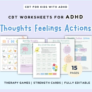 ADHD - CBT für Kinder: Exekutiv funktionierende Arbeitsblätter für emotionale Regulierung, Bewältigungsfähigkeiten, Heimschulung, Lehrer und Therapeuten.