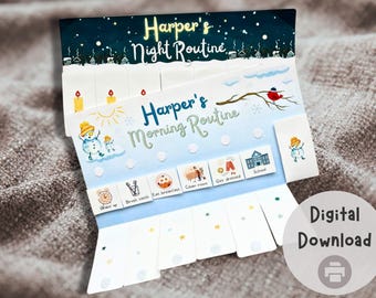 Winter Kids Chore Chart: Daily Routine Flip Chart (Digital Download)