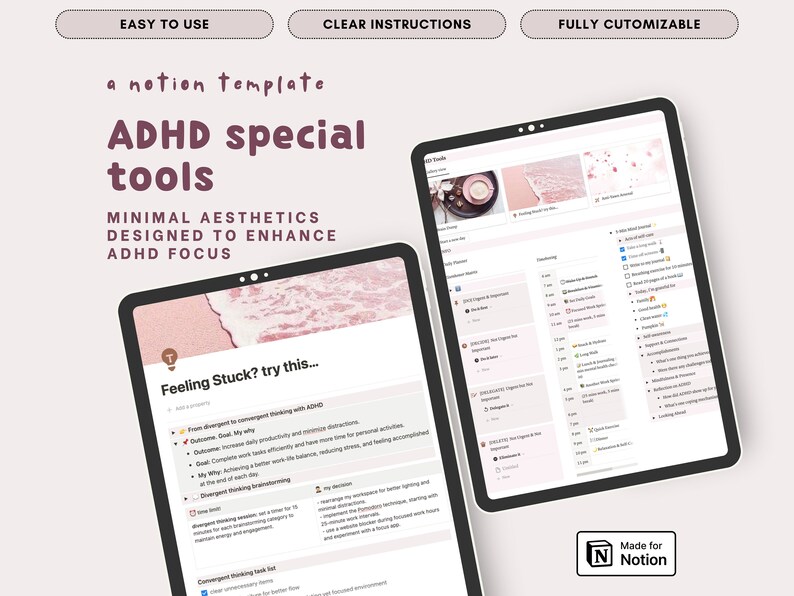 ADHD Notion Template: Cherry Blossom Life Planner (Digital Download) image 4