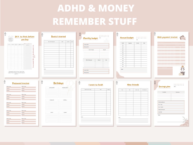 ADHD Planner science based, PRINTABLE Adult ADHD Journal, daily planner, self care & mental health pages. Adhd productivity planner. afbeelding 5