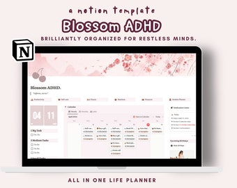 ADHD Notion Template: Cherry Blossom Life Planner (Digital Download)