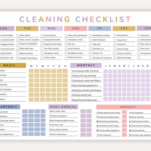 Controlelijst ADHD-schoonmaak BEWERKBARE invulbare pdf Schoonmaakplanner Gezinstakenschema met beloningssysteem Esthetische schoonmaaklijst ADHD-schoonmaak