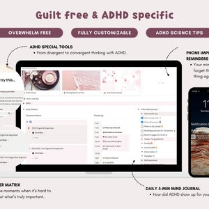 ADHD Notion Template: Cherry Blossom Life Planner (Digital Download) image 3
