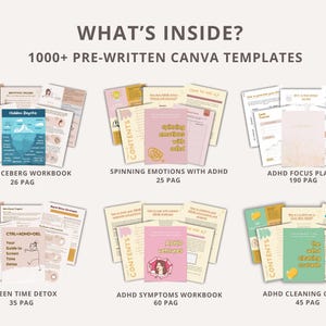 1000+ ADHD & Mental Health Canva Templates: PLR Master Resell Rights image 2