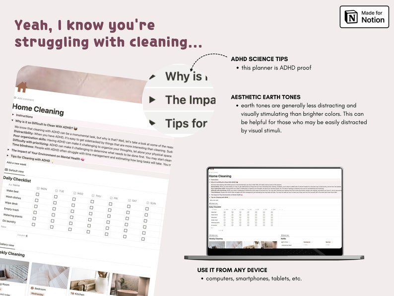 ADHD Notion Template: Cherry Blossom Life Planner (Digital Download) image 6