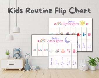 Kids Chore Chart ADHD BEWERKBAAR Bedtijd- en ochtendroutine Flip Chart ASD Kids Reward Chart Afdrukbaar visueel schema voor peuters.