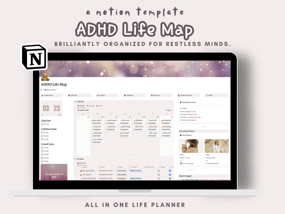 ADHD Life Planner Notion Template: Focus & Productivity (Digital Download)