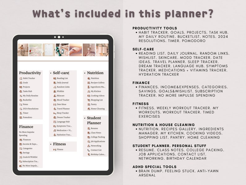 ADHD Notion Template: Cherry Blossom Life Planner (Digital Download) image 8