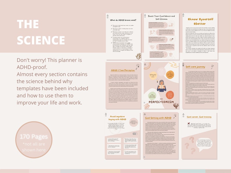 ADHD Planner science based, PRINTABLE Adult ADHD Journal, daily planner, self care & mental health pages. Adhd productivity planner. image 3