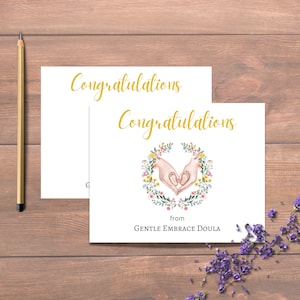 Felicitaciones por Baby, Doula client card, Client Postcard, Floral Baby, Digital Download