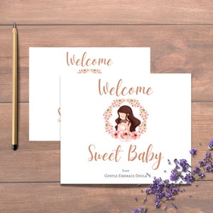 Cartão de boas-vindas ao bebê, cartão de cliente Doula, cartão para cliente, download digital, cartão postal de doula