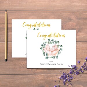 Felicitaciones por Baby, tarjeta de agradecimiento, tarjeta de cliente Doula, descarga digital, personalizable