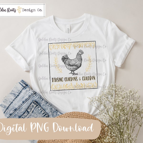 Raising Children and Chickens Design - Chicken Mom Farm Sublimation SVG - Crazy Chicken Lady - Chicken Mom Mug - Chicken Farmhouse Designs