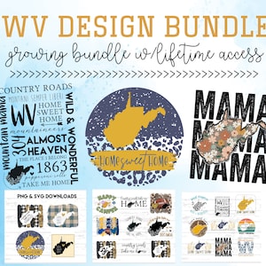 West Virginia Design Bundle: perfect voor sublimatie, DTF-overdrachten en meer! WV png-bestanden: groeiende bundel!