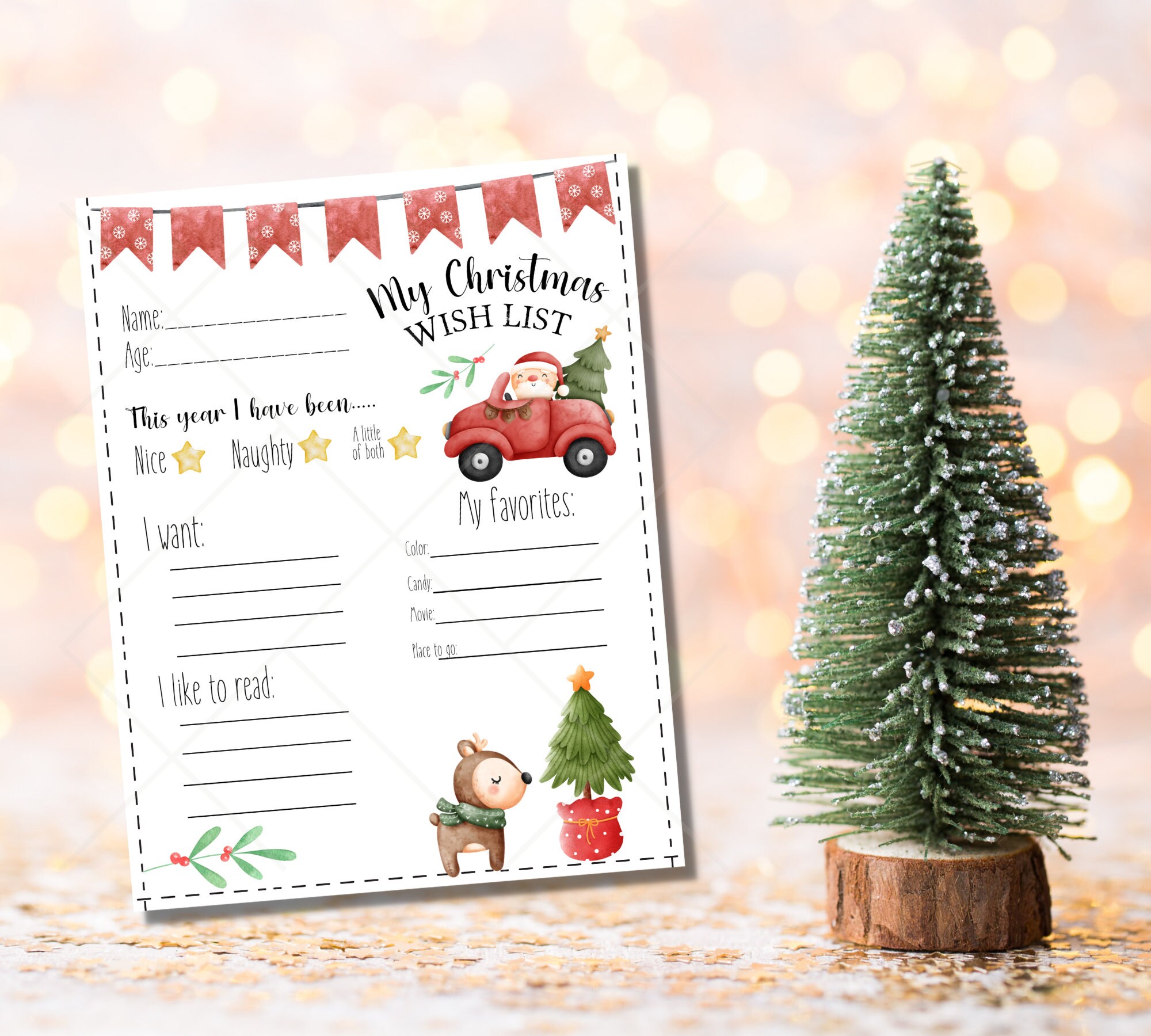 Printable Christmas Wish List for Kids Kids Christmas List Santa Truck