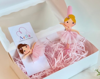 Diadema de bailarina y caja de regalo con clip - Accesorios para el cabello hechos a mano - Regalo de Navidad/Cumpleaños para niños