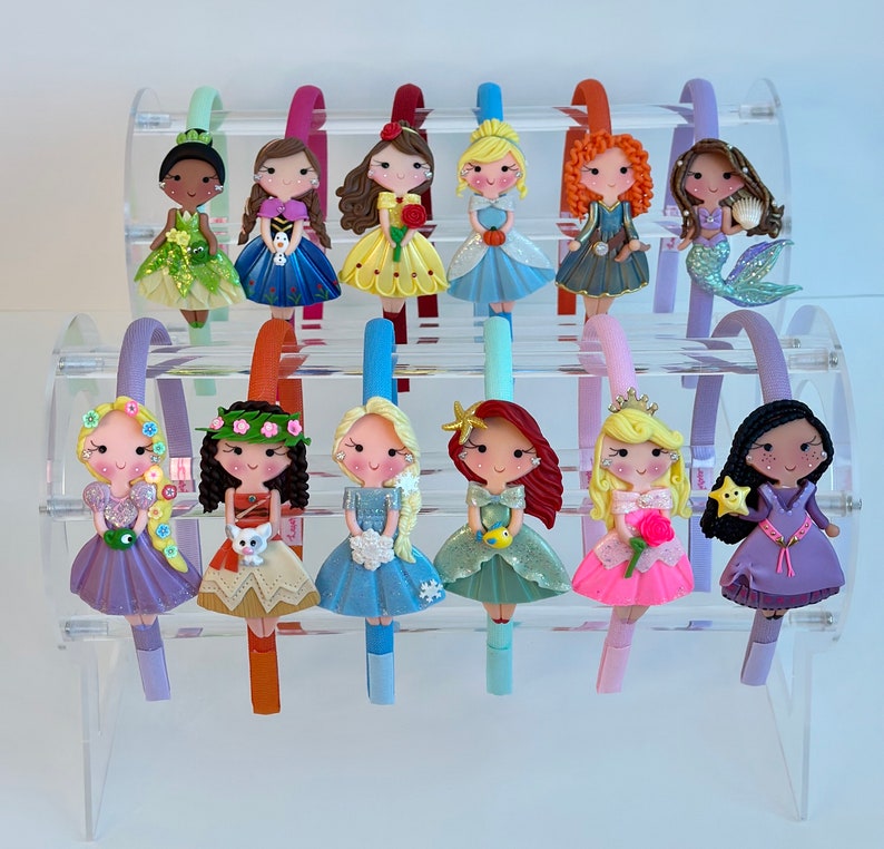 Disney Inspired Princess Headband Handmade Hair Bow Princess Dress Up Princess Crown Doll Hairband Birthday Gift for Kids image 1