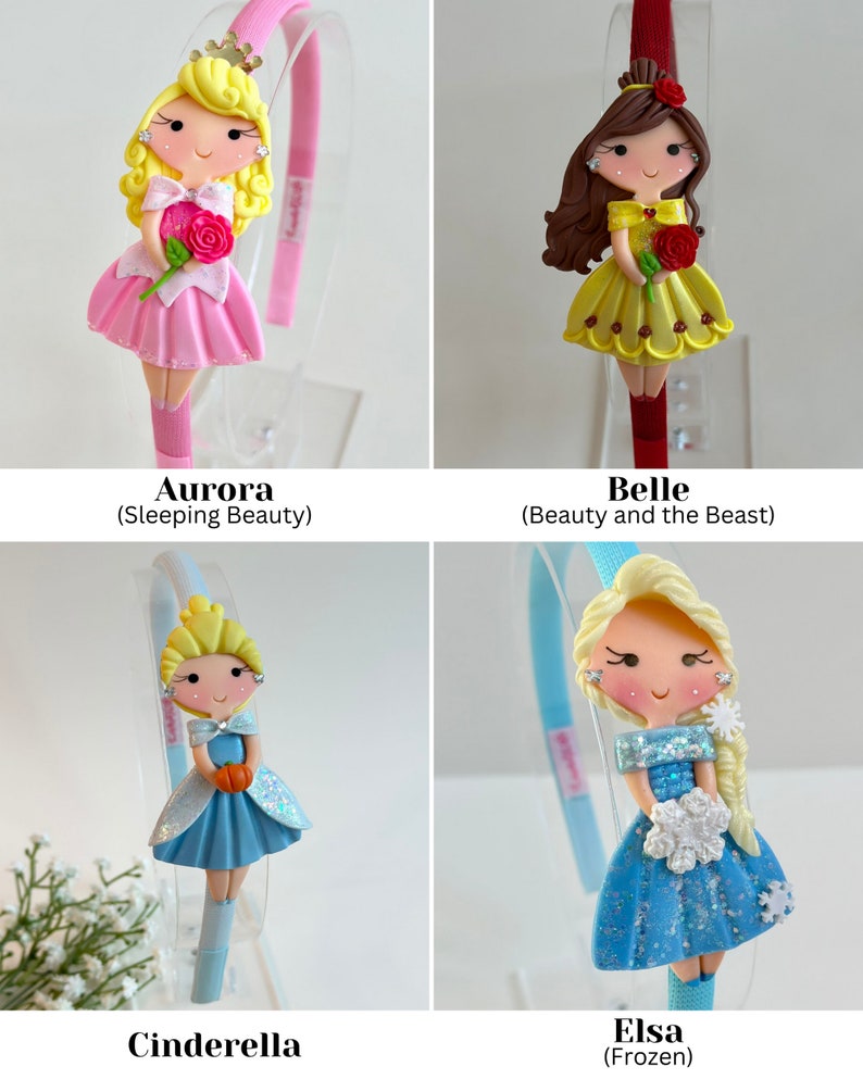 Disney Inspired Princess Headband Handmade Hair Bow Princess Dress Up Princess Crown Doll Hairband Birthday Gift for Kids image 3