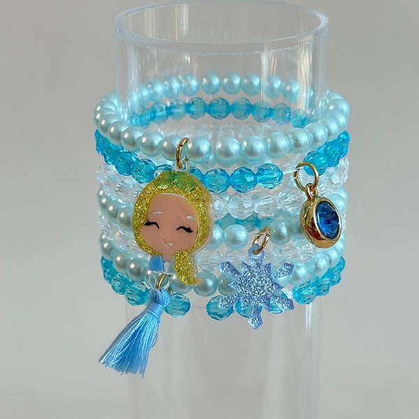 Princess Elsa 7-Piece Acrylic Bracelet Set - Children's Jewelry - Girls Bracelets - Princess Bracelet - Princess Dress up - Kids Jewelry.