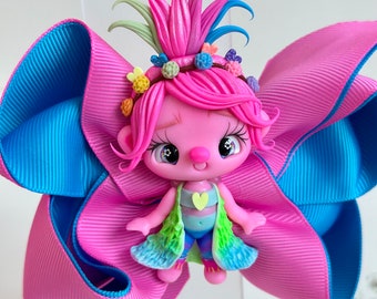 Trolls inspired Hair Bow - Handamde Hair Bow - 5 inches