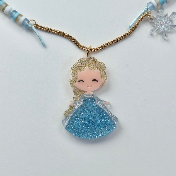 Queen Elsa Acrylic Necklace - Beaded/Acrylic Jewelry for Kids - Children's Accessories