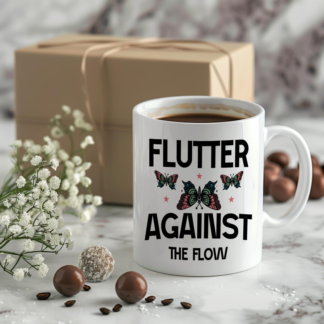 Flutter Against the Flow, Butterfly Ceramic Mug, Nature Lover Gift ...