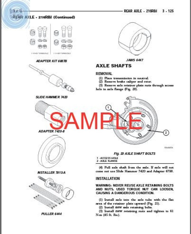 1997 JEEP WRANGLER SERVICE MANUAL PDF visual data 6