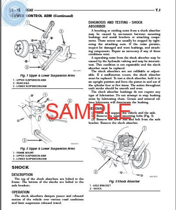 2002 Jeep Wrangler Service Manual-pdf Download - Etsy