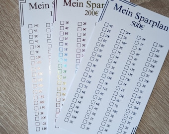 Der Sparplan - folierte Sparchallenge - in verschiedenen Farben