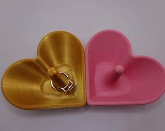 Porta anillos en forma de corazón / Bandeja para anillos impresa en 3D / Organizador para bodas, compromisos y joyas