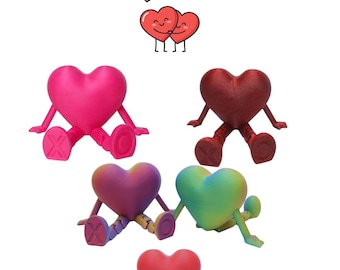 Heart Pal Decorative Ledge Sitter | Adorable 3D Printed Heart Figure with Dangling Legs