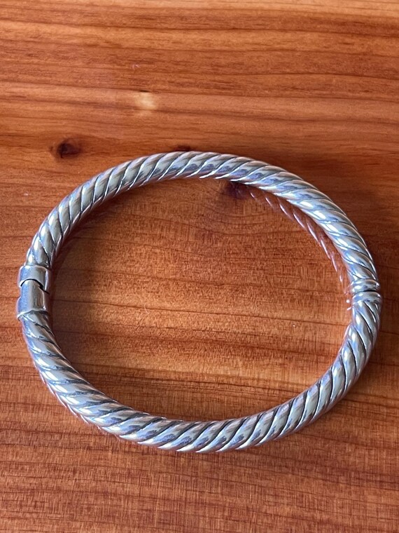 Sterling  Silver Hinged Oval Bangle…medium fit… l… - image 1