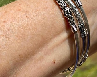 Sterling Silver Hand Made Artisan… Three Bangles by BA ! - Etsy